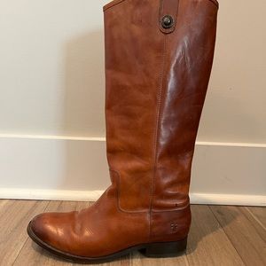 FRYE Melissa Button Cognac Leather Riding Boots